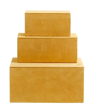 Box Mocka Läder Gul Set av 3