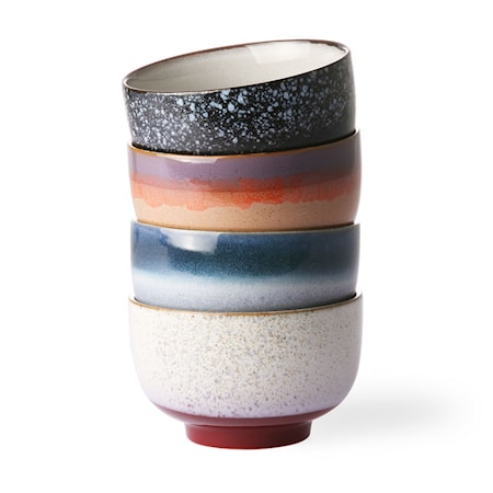 Ceramic 70's Noodle Skåls 4 st