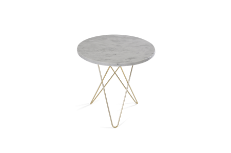Tall Mini O Table Matt Vit Marmor Mässingram Ø50