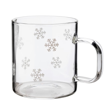 Glasmugg med snöstjärnor rymd 2 dl 4-pack