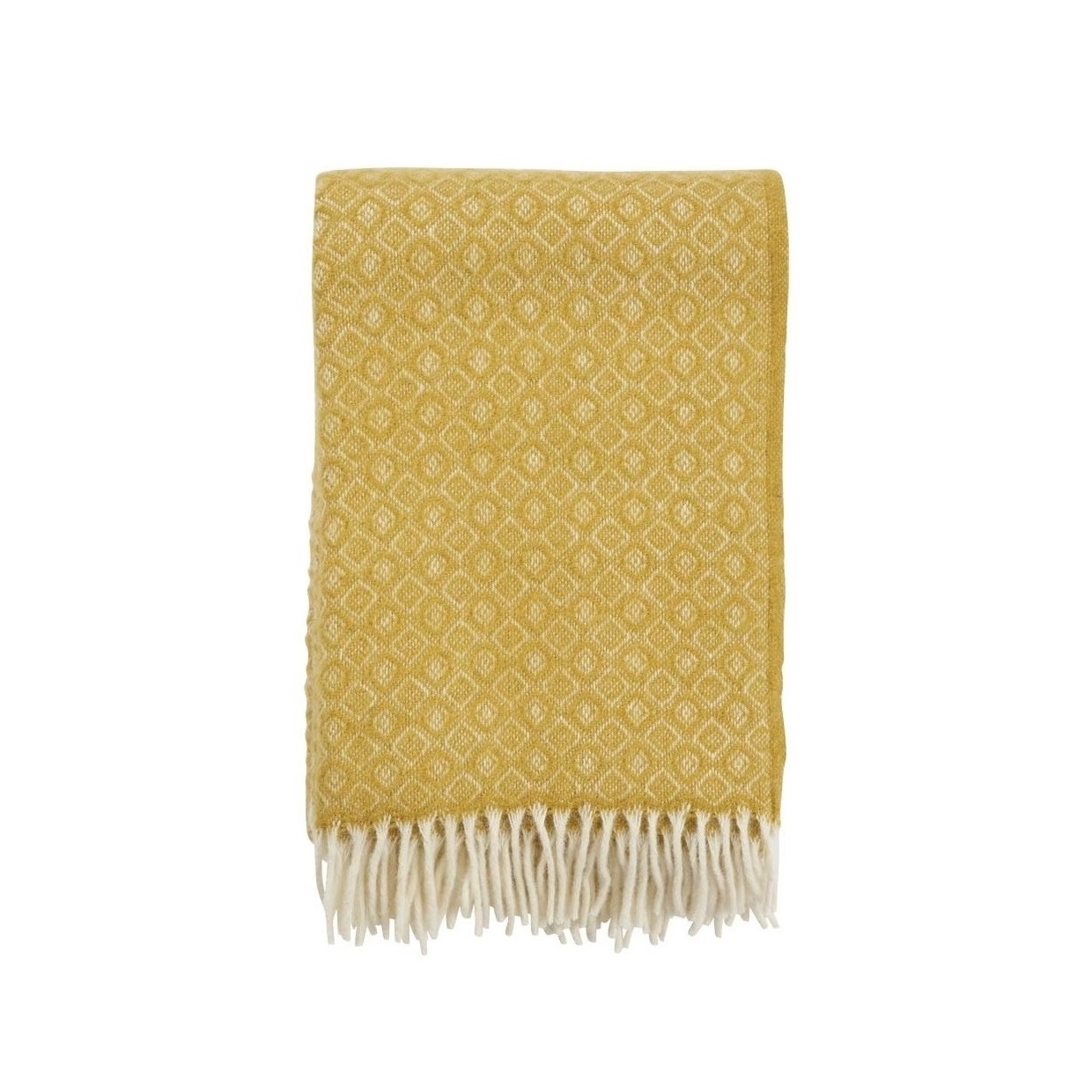 Ullpläd HAVANNA gul lammull, Klippan Yllefabrik