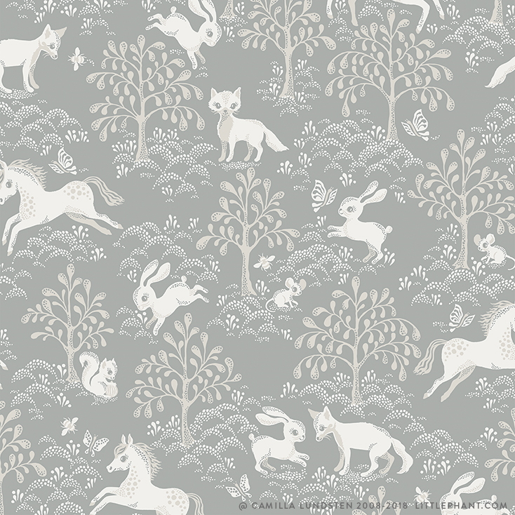 Tapet Fairytale fox - Dusty blue, Littlephant