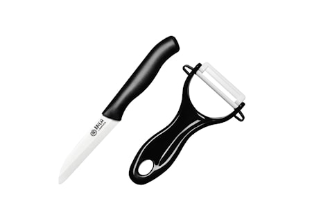 Giftset 2 delar fruktkniv + skalare svart