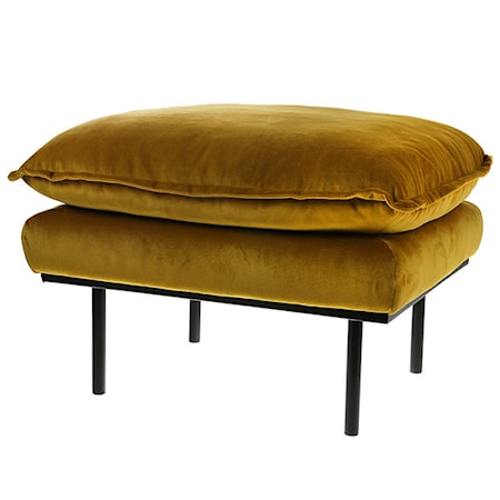 Retro Soffa Sammet Hocker Orange/Gul