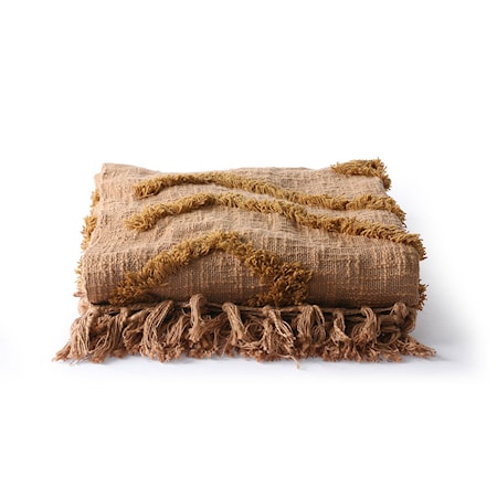 Cotton Fringe Pattern Filt Brun 130x170 cm