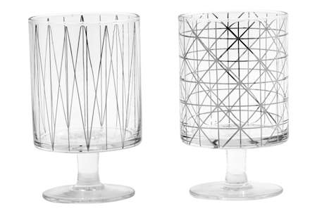 IBI Glas med silvermönster & fot