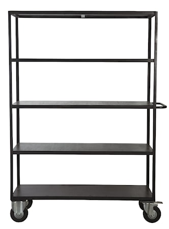 Rullvagn 4 hyllor Svart 130x40x175 cm