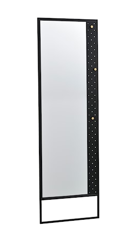 Jersey Golvspegel Svart Metall/guldknopp 53x170 cm