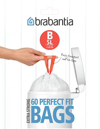 Avfallspåsar B, 5Ltr [Dispenser Pack med 60 påsar] White