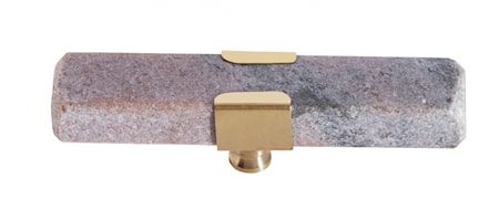 KNOB/HOOK, rose marble rectangle, brass